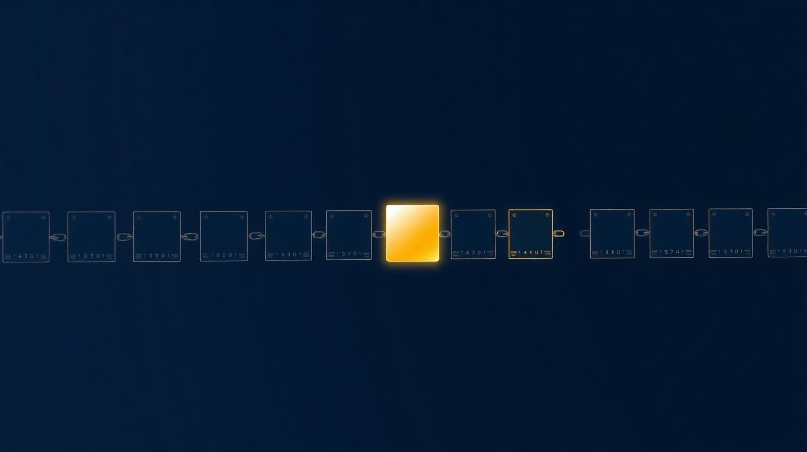 A chain of memory-tile icons fades to gray with a single gold tile still glowing in the middle — the visual metaphor for what remains after memory deletion.