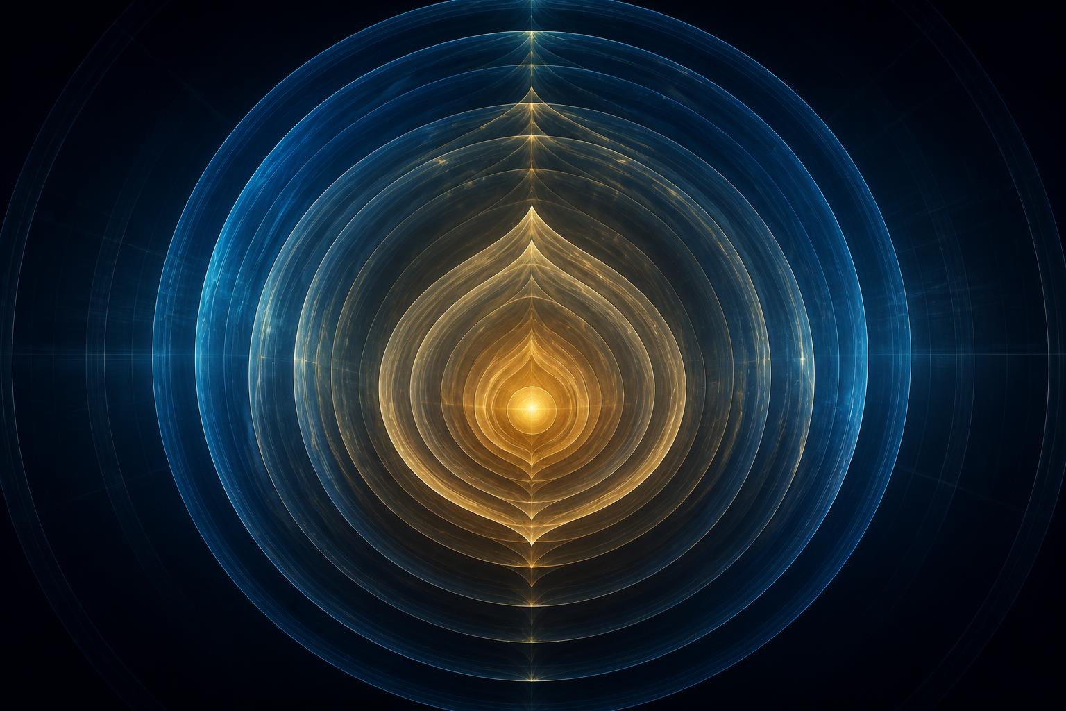 Nested concentric translucent layers around a luminous core